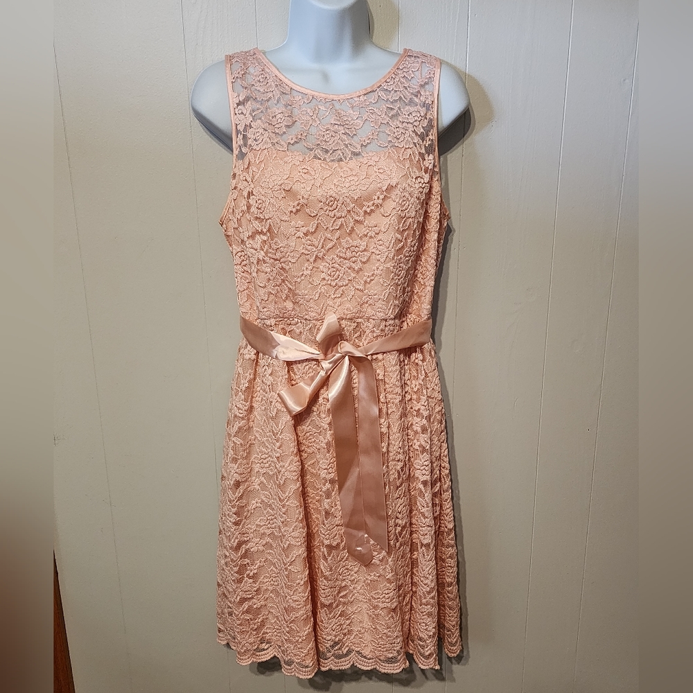 Simply Liliana Dress‎ Lace Sleeveless Keyhole Back Blush Pink Party Size 12 A607